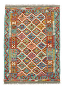  Orientalsk Kelim Afghan Old Style Teppe 104X141 Grønn/Mørk Rød Ull, Afghanistan Carpetvista