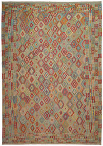 Kilim Afghan Old Style Rug 417X590 Brown/Dark Red Large Wool, Afghanistan Carpetvista