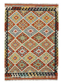  Orientalsk Kelim Afghan Old Style Teppe 109X150 Grønn/Brun Ull, Afghanistan Carpetvista