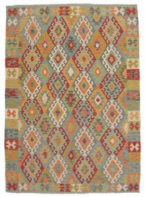  Kelim Afghan Old Style Vloerkleed 165X226 Bruin/Groen Carpetvista