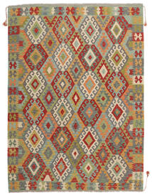  Kelim Afghan Old Style Matot 172X232 Villamatto Ruskea/Tummanpunainen Matto Carpetvista