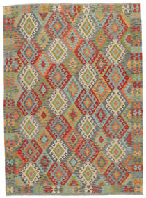 167X225 Tappeto Orientale Kilim Afghan Old Style Verde Scuro/Verde (Lana, Afghanistan) Carpetvista