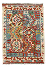  Kelim Afghan Old Style Matot 102X143 Villamatto Tummanpunainen/Vihreä Pieni Matto Carpetvista