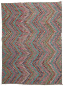 212X288 絨毯 キリム アフガン オールド スタイル オリエンタル 茶色/ダークレッド (ウール, アフガニスタン) Carpetvista