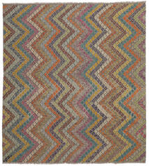  Orientalischer Kelim Afghan Old Stil Teppich 269X295 Braun/Schwarz Großer Wolle, Afghanistan Carpetvista