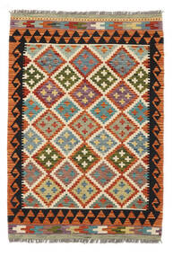  Kelim Afghan Old Style Matot 102X147 Villamatto Ruskea/Tummanpunainen Pieni Matto Carpetvista