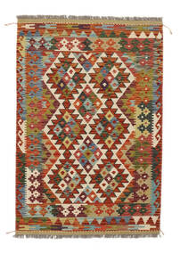 Kelim Afghan Old Stil Teppich 99X145 Dunkelrot/Grün Wolle, Afghanistan Carpetvista