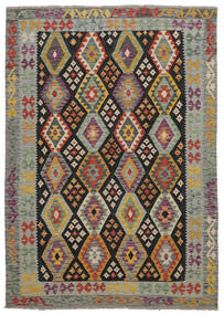  Oriental Kilim Afghan Old Style Rug 198X280 Brown/Black Wool, Afghanistan Carpetvista