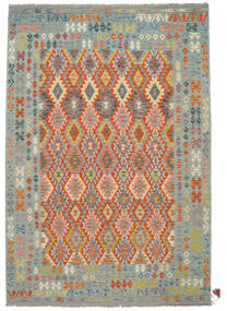 204X295 Kilim Afghan Old Style Rug Oriental Green/Orange (Wool, Afghanistan) Carpetvista