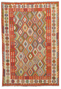  Kelim Afghan Old Style Matot 205X288 Tummanpunainen/Oranssi Carpetvista