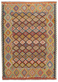  Kilim Afghan Old Style Rug 209X292 Wool Brown/Orange Carpetvista