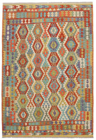 197X292 Tappeto Orientale Kilim Afghan Old Style Arancione/Verde (Lana, Afghanistan) Carpetvista