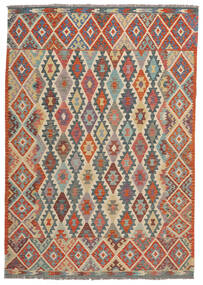 204X288 絨毯 キリム アフガン オールド スタイル オリエンタル オレンジ/ダークレッド (ウール, アフガニスタン) Carpetvista