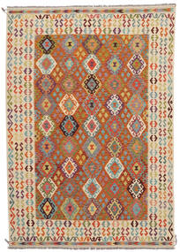  Kilim Afghan Old Style Rug 209X295 Wool Brown/Orange Carpetvista