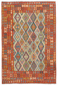  200X299 Kelim Afghan Old Stil Teppich Braun/Dunkelrot Afghanistan Carpetvista