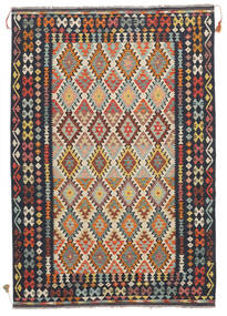 Kelim Afghan Old Stil Teppich 202X290 Schwarz/Braun Wolle, Afghanistan Carpetvista