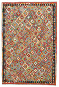  Orientalsk Kelim Afghan Old Style Tæppe 199X298 Grøn/Brun Uld, Afghanistan Carpetvista