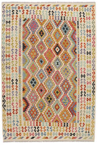  Orientalischer Kelim Afghan Old Stil Teppich 204X293 Orange/Braun Wolle, Afghanistan Carpetvista