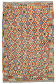  Itämainen Kelim Afghan Old Style Matot Matto 204X310 Tummanpunainen/Tummankeltainen Villa, Afganistan Carpetvista
