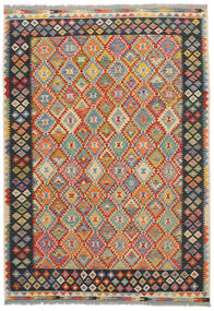 絨毯 キリム アフガン オールド スタイル 202X294 茶色/ブラック (ウール, アフガニスタン)