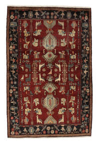 絨毯 オリエンタル ハマダン 142X213 ブラック/茶色 (ウール, ペルシャ/イラン)