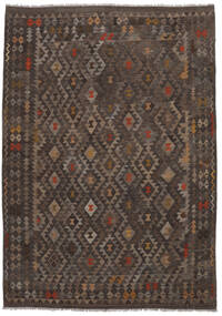  Kilim Afghan Old Style Tapis 208X287 De Laine Noir/Marron Carpetvista