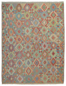  267X351 Kilim Afghan Old Style Rug Brown/Dark Yellow Afghanistan Carpetvista