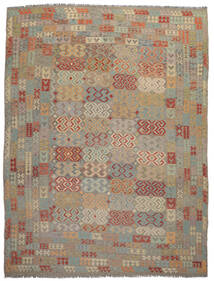  Orientalsk Kelim Afghan Old Style Teppe 306X392 Brun/Mørk Gul Stort Ull, Afghanistan Carpetvista