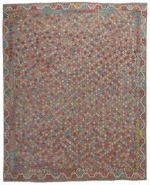 309X377 Kelim Afghan Old Style Tæppe Orientalsk Brun/Mørkerød Stort (Uld, Afghanistan) Carpetvista