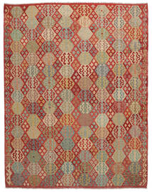  Kelim Afghan Old Style Matot 288X364 Villamatto Ruskea/Tummanpunainen Suuri Matto Carpetvista