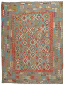  Orientalischer Kelim Afghan Old Stil Teppich 301X397 Braun/Dunkelgelb Großer Wolle, Afghanistan Carpetvista