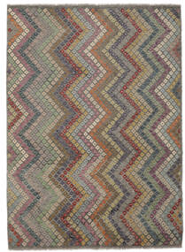  Orientalischer Kelim Afghan Old Stil Teppich 210X283 Braun/Dunkelgelb Wolle, Afghanistan Carpetvista