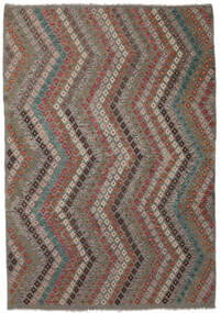  Orientalischer Kelim Afghan Old Stil Teppich 209X299 Braun/Schwarz Wolle, Afghanistan Carpetvista