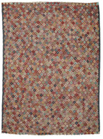 Kelim Afghan Old Style Matot Matto 215X281 Ruskea/Tummanpunainen Villa, Afganistan Carpetvista