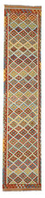 Kilim Afghan Old Style Rug 83X398 Runner
 Brown/Green Wool, Afghanistan Carpetvista