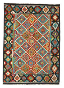  Kelim Afghan Old Style Matot 172X245 Villamatto Musta/Tummanpunainen Matto Carpetvista