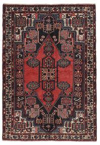  Persischer Hamadan Teppich 136X195 Schwarz/Dunkelrot (Wolle, Persien/Iran)