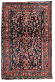 132X205 Nahavand Vloerkleed Oosters Zwart/Donkerrood (Wol, Perzië/Iran) Carpetvista