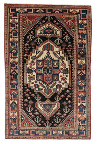 134X210 絨毯 オリエンタル ハマダン ブラック/ダークレッド (ウール, ペルシャ/イラン) Carpetvista