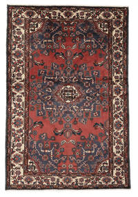 137X200 絨毯 オリエンタル ハマダン ブラック/ダークレッド (ウール, ペルシャ/イラン) Carpetvista