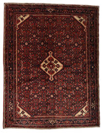 157X202 Hosseinabad Teppich Orientalischer Schwarz/Dunkelrot (Wolle, Persien/Iran) Carpetvista
