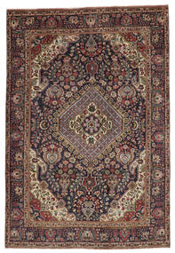 210X306 Täbriz Teppich Orientalischer Schwarz/Braun (Wolle, Persien/Iran) Carpetvista