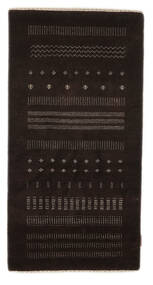 78X151 絨毯 ギャッベ Loribaft モダン ブラック (ウール, インド) Carpetvista