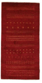 Tapete Gabbeh Loribaft 74X143 Vermelho Escuro/Preto (Lã, Índia)