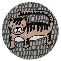  Kids Rug Shaggy Wool Ø 150 Cool Cat Grey/Terracotta Round Small