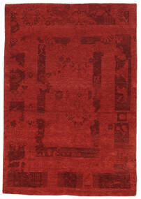 134X194 絨毯 ギャッベ Loribaft モダン ダークレッド/ブラック (ウール, インド) Carpetvista