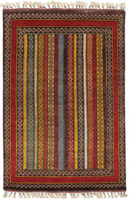 121X185 Gabbeh Loribaft Teppich Moderner Schwarz/Dunkelrot (Wolle, Indien) Carpetvista