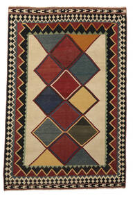 Kelim Vintage Teppich 163X242 Schwarz/Dunkelrot Wolle, Persien/Iran Carpetvista