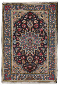  Perzisch Kerman Vloerkleed 60X87 Zwart/Bruin Carpetvista