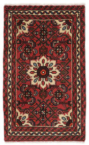  Persischer Hosseinabad Teppich 58X94 Schwarz/Dunkelrot (Wolle, Persien/Iran)